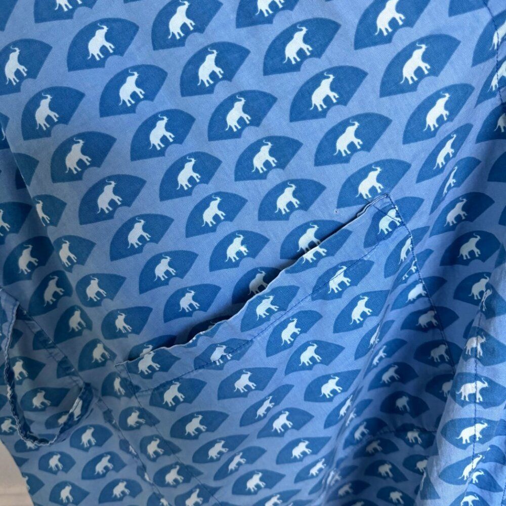 Vintage Mandarin Oriental Bangkok Hotel L Cotton Long Robe Blue with Elephants - Picture 7 of 9